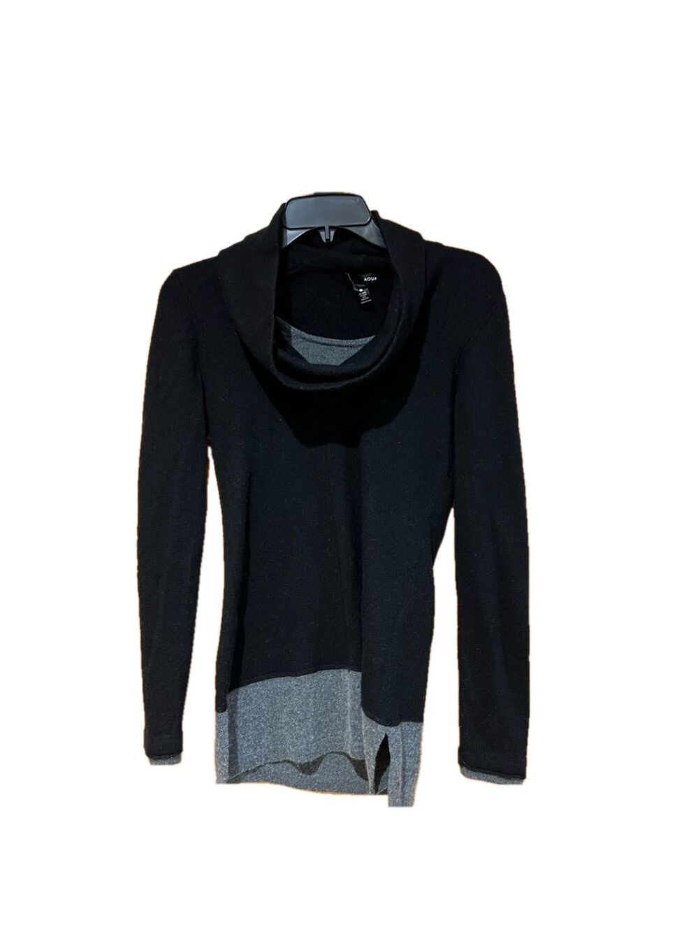 Aqua Cowl Neck Sweater Black and Gray